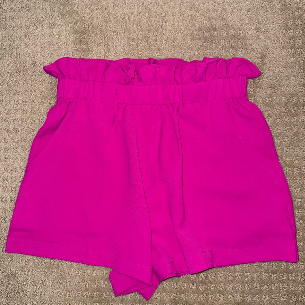TCEC Boutique Pink High Waist Paperbag Ruffle Shorts Size Small